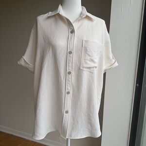 Aritzia Wilfred Cream Button Down Shirt Size XS